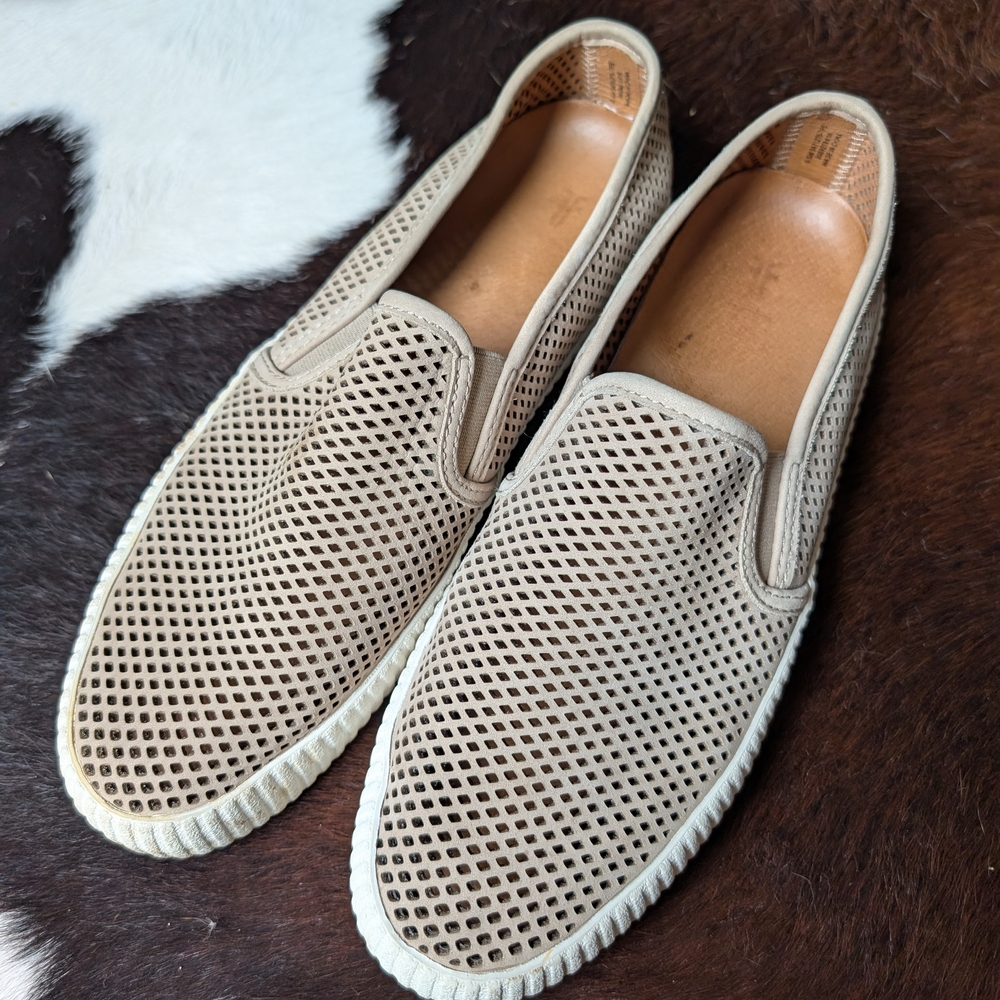 Frye Beige Mesh Slip-On Loafers